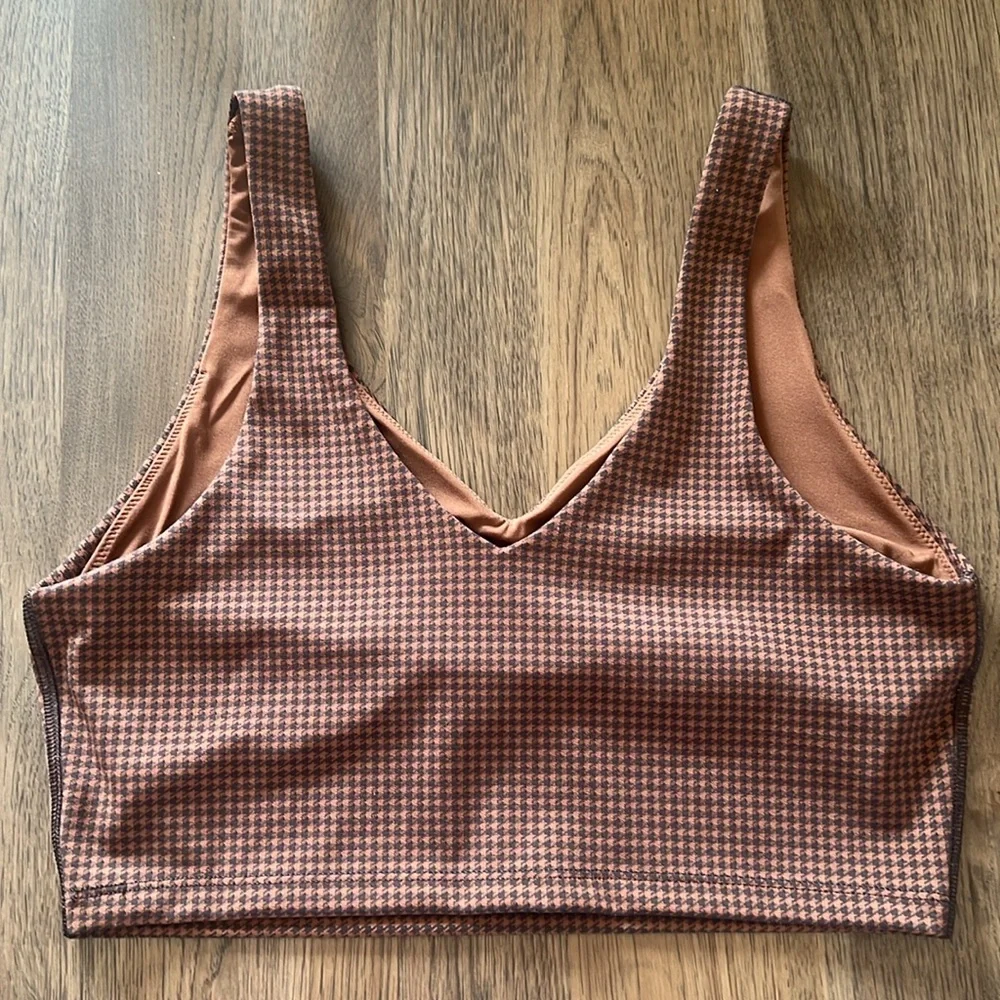 Offline by Aerie Brown Black Gingham Sports Bra Large - Picture 6 of 10